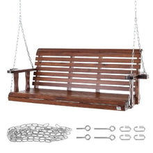 5.5 FT Wooden Porch Swing Heavy Duty Outdoor Bench with Chains 880 lbs Capacity Brown