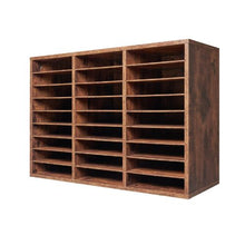 27-Compartment Wooden Literature Organizer Mail Sorter – (Dark Brown)