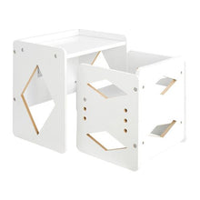 Kids Montessori Table and Chair Set Adjustable Height (White)