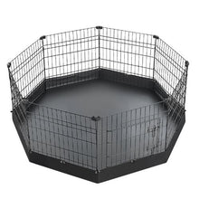 Dog Playpen 24" 8-Panel Foldable Metal Pet Fence with Door & Pad (Black)