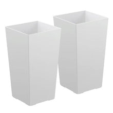 22" Tall Planters Large White Tapered Outdoor Flower Pots with Casters Inner Pots & Drainage (Set of 2)