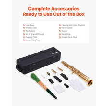 B Flat Straight Soprano Saxophone 23-Key Brass Beginner Kit with Carrying Case (Gold)