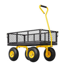 500 LBS Steel Garden Cart Heavy-Duty Wagon with 10" All-Terrain Tires & Removable Mesh Sides