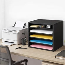 5 Compartment Desk Literature Organizer File & Mail Sorter – (Black)
