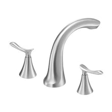 Roman Tub Faucet 3-Hole Waterfall Faucet Gooseneck Spout 2 Handles Deck Mount Brushed Stainless Steel