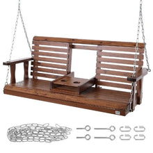 5 FT Wooden Porch Swing Chair with Chains Heavy Duty Outdoor Hanging Bench 880 lbs Capacity (Brown)