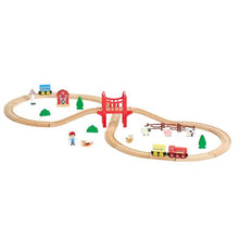 39PCS Wooden Train Set with Magnetic Trains Small Town Railway Track Toy for Kids Ages 3-8