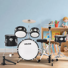 Kids 5-Piece Junior Drum Set, 14″ Beginner Kit with Throne & Cymbal (Black)