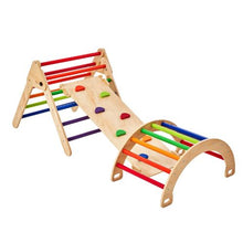 5-in-1 Pikler Triangle Set – Large Colorful Wooden Montessori Climbing Gym with Ramp & Arch (1–3 Years)