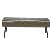 Green PU Leather Bedroom Bench Stitched Upholstery Metal Legs