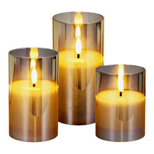 3-Pack Flameless LED Candles Real Wax with Remote Timer & Flickering Light (Gray)