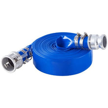 Backwash Hose - 1.5 x 50 ft Blue PVC with Clamps & Camlock Aluminum Fittings | For Sewage Treatment Water Transport & Agricultural Use