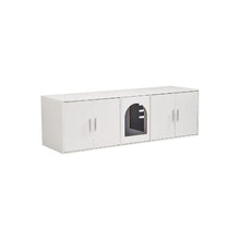 57.9-Inch Cat Litter Box Enclosure for 2 Cats Hidden Double-Room Wooden Cabinet Fits Most Litter Boxes (White)