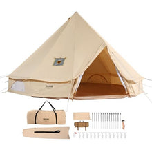 6m Canvas Bell Tent – 4 Season Yurt Tent with Stove Jack for 10 Person Camping