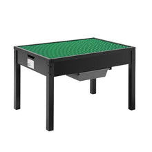 3+ aged Kids Wooden Activity Table Double-Sided Blocks Table with Storage Black for Kids with Building Blocks