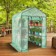 4.7 x 4.7 x 6.5' Ft High Strength PE Cover with Zipper Door and Steel Frame Walk-in Green House with Shelves