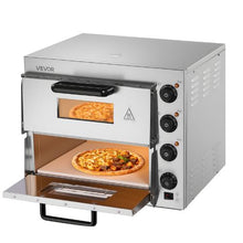 Commercial Countertop Pizza Oven 16" Double Deck Stainless Steel Electric Oven with Stone for Restaurant & Home Baking