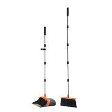 Broom & Dustpan Set with Self-Cleaning Teeth Long-Handle Upright Dustpan for Home Restaurant Office