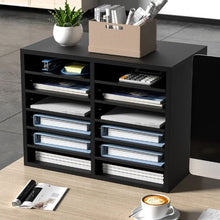 12 Compartments Wood Literature Organizer with Removable Shelves Mailboxes Slot for Office Home Classroom