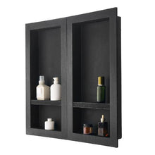 16 x 32 Inch Dual Shower Niches Recessed Wall Storage with Movable Shelves (Black)