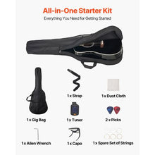 41 Inch Dreadnought Acoustic Guitar Bundle with Gig Bag Tuner Capo & Accessories (Black)
