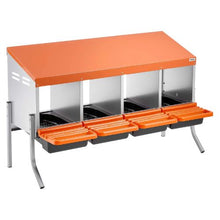 4-Compartment Chicken Nesting Box Roll-Away Egg Laying Box with Legs Steel & Plastic for Hens (Orange)