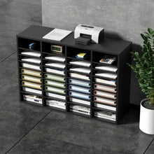 36 Compartments Wood Literature Organizer with Removable Shelves Mailboxes Slot for Office Home Classroom (Black)