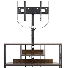 45In TV Stand with Mount for up to 75" TVs Entertainment Center with Power Outlet & LED Lights Adjustable Console 3-Tier Storage for Bedroom & Living Room