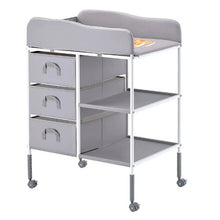 Multi-Functional Baby Changing Table with Drawers Portable Diaper Station with Wheels Adjustable Height & Storage Organizer (Gray)