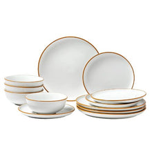 White Dinnerware Set Ceramic Plates and Bowls Sets HLSS-01 (Pack of 12)