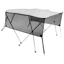 4 Bow Bimini Top Boat Cover – 600D Polyester Canopy with Aluminum Frame Detachable Mesh Sidewalls Storage Boot 8 L x 91 -96 W x 54 H (Light Grey)