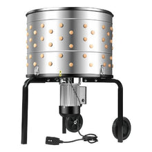 Electric Chicken Plucker Machine 25.6" Drum 1200W 275RPM 158 Soft Fingers Stainless Steel for Processing 4 Chicks with Transport Wheels