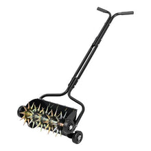 18-Inch Manual Lawn Aerator 4-Wheel Spike Aerator 40 LBS Capacity Rolling Yard Tool