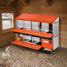 2-Tier Chicken Nesting Box 8-Compartment Metal Roll-Out Egg Box for Hens Ducks & Poultry