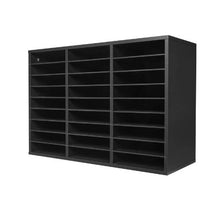 27-Compartment Literature Organizer with Removable Shelves Wooden Mailbox Sorter (Black)