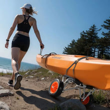 Foldable Kayak & Paddleboard Cart – 250 lbs Load Capacity 10" Solid Rubber Tires Adjustable Width with Ratchet Strap