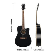 41 Inch Cutaway Acoustic Guitar Bundle with Gig Bag Tuner Capo & Accessories (Black)