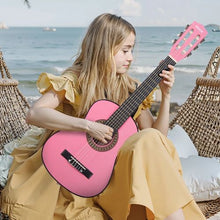 30 Inch Classical Guitar Starter Kit, Pink Basswood Guitar with Gig Bag & Accessories