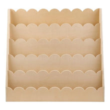 5-Tier Montessori Bookshelf Scalloped Front Facing Toddler Bookcase with Dual Hooks