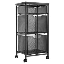 3-Tier Rolling File Cart with Drawers Under-Desk File Organizer 45 lbs Capacity (Black)
