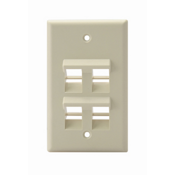 Angled Single-Gang QUICKPORT 4-Port Wallplate Ivory 41081-4IP