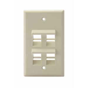 Angled Single-Gang QUICKPORT 4-Port Wallplate Ivory 41081-4IP
