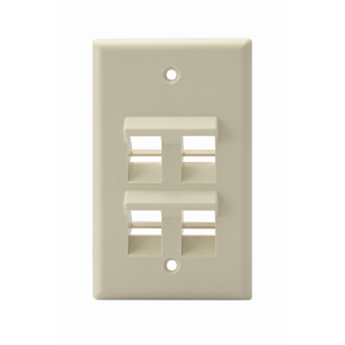 Angled Single-Gang QUICKPORT 4-Port Wallplate Ivory 41081-4IP