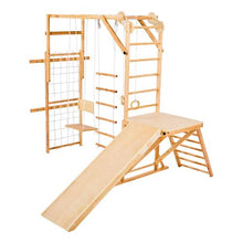 8-in-1 Wooden Indoor Jungle Gym, Montessori Playset with Slide, Swing, Monkey Bar & More for Kids