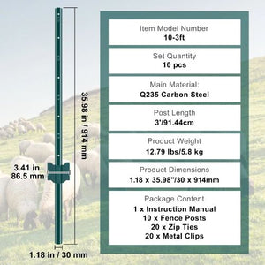T-Post Heavy Duty Metal Fence Post (6-Piece) 6-6ft