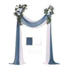 21' Ft Blue and White Wedding Arch Draping Fabric Reception Backdrop Wedding Decoration Artificial Wedding Arch Flowers Kit XH-HQ06 (Pack of 4)