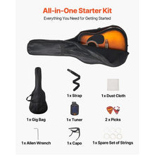 41 Inch Dreadnought Acoustic Guitar Bundle with Gig Bag Tuner Capo & Accessories (Sunburst)