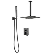 10" Square Ceiling Mount Rainfall Shower System – (Matte Black)