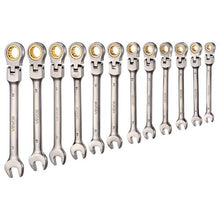 12-Piece Metric Flex-Head Ratcheting Wrench Set 8–19 mm Cr-V Steel with Pouch