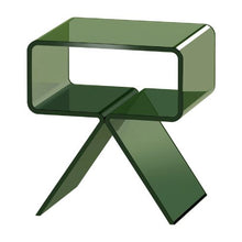 Green Acrylic Nightstand Clear Side Table with Storage Shelf 11.8 x 15.4 x 17-Inc No Assembly
